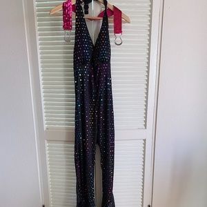Dreamgirl Disco Rainbow Sequin Halter Jumpsuit